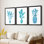 Watercolor House Plant I - Toile tendue avec châssis sur mesure - 3 pièces