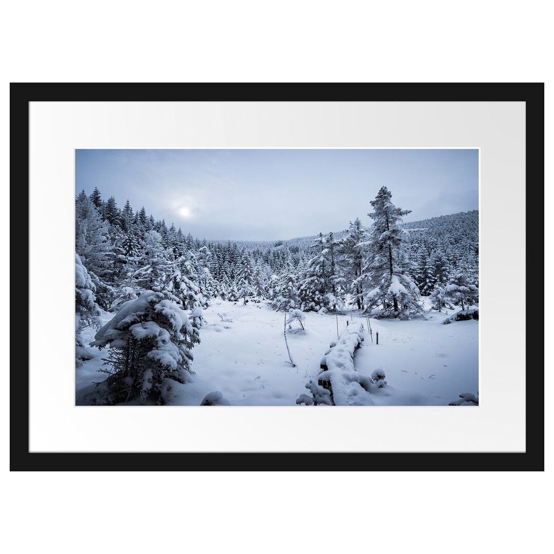 Gerahmtes Poster Winterlandschaft vereister See