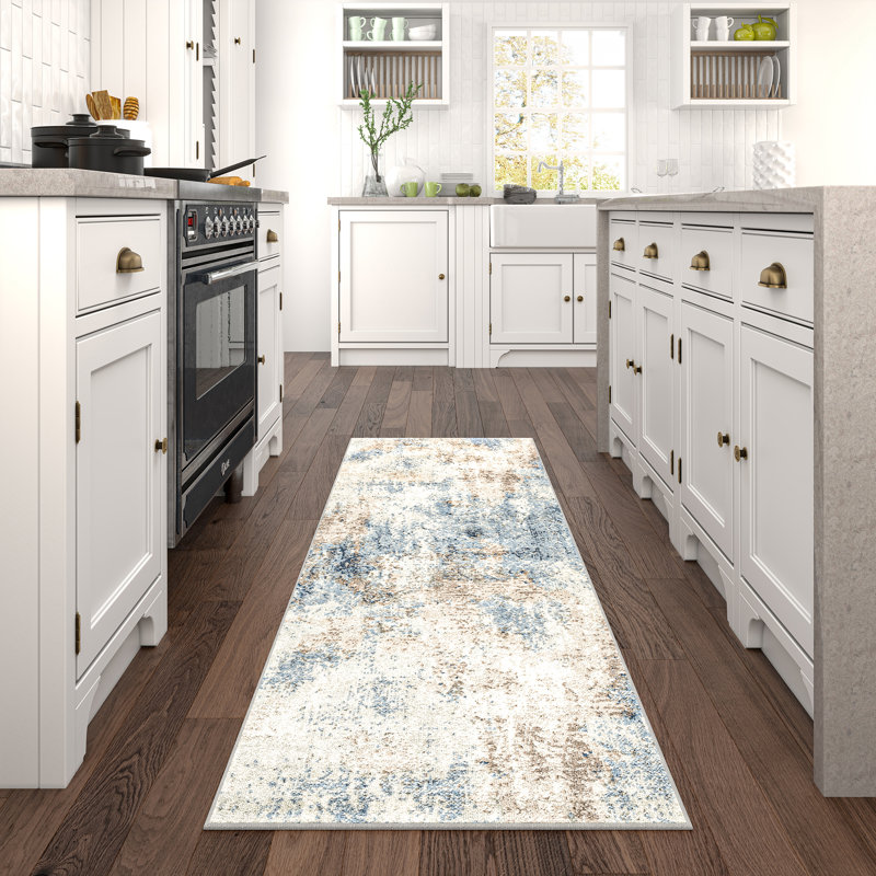 Tapis bleu marine Clive, Tapis de couloir 2 pi 3 po x 7 pi 3 po