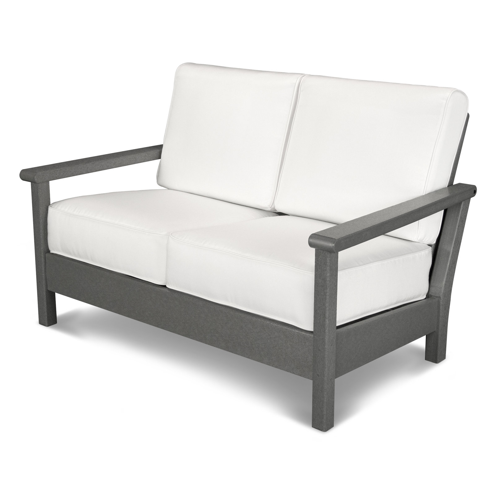 POLYWOOD® Harbour 52" Patio Loveseat, Natural, Slate Grey
