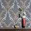 Rouleaux de papier peint imitation damas floral texturé-2133104829