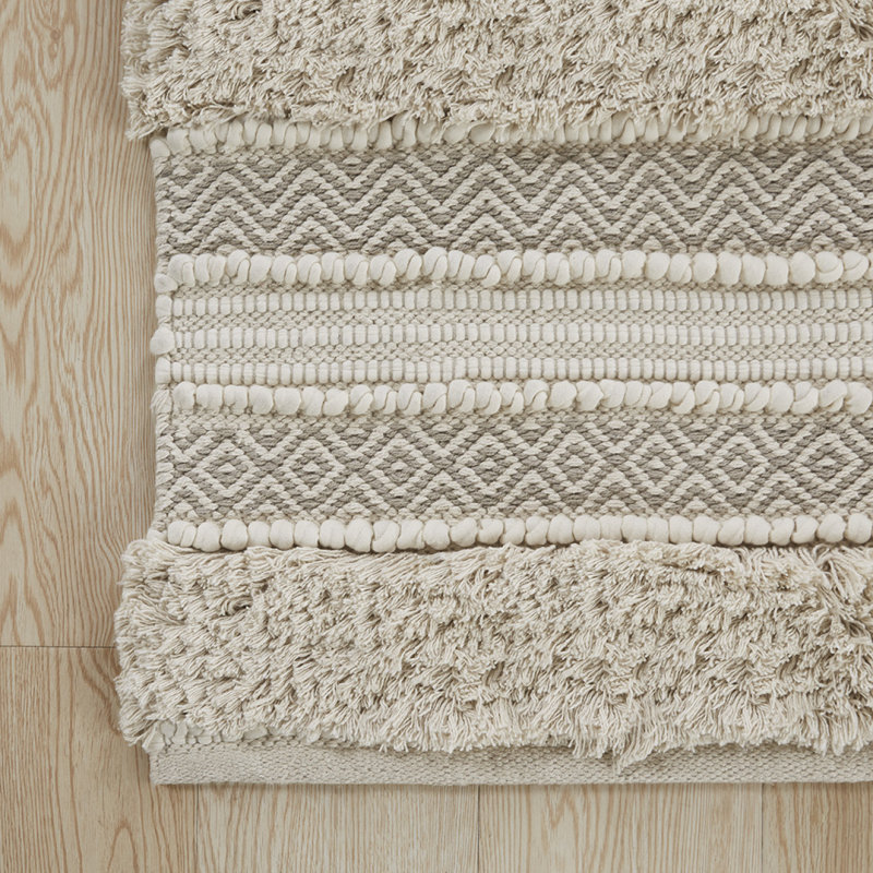 Woven Texture Stripe Bath Rug 20X32", Natural
