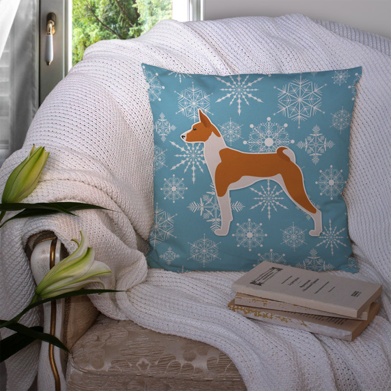 Winter Snowflakes Indoor/Outdoor Throw Pillow, 14" H x 14" W x 3" D