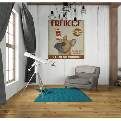 'French Bulldog Ice Cream,' by Fab Funky, Canvas Wall Art