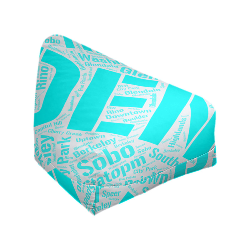 Classic Bean Bag, 30" H x 27" W x 25" D, Cyan Polyester Blend, Denver