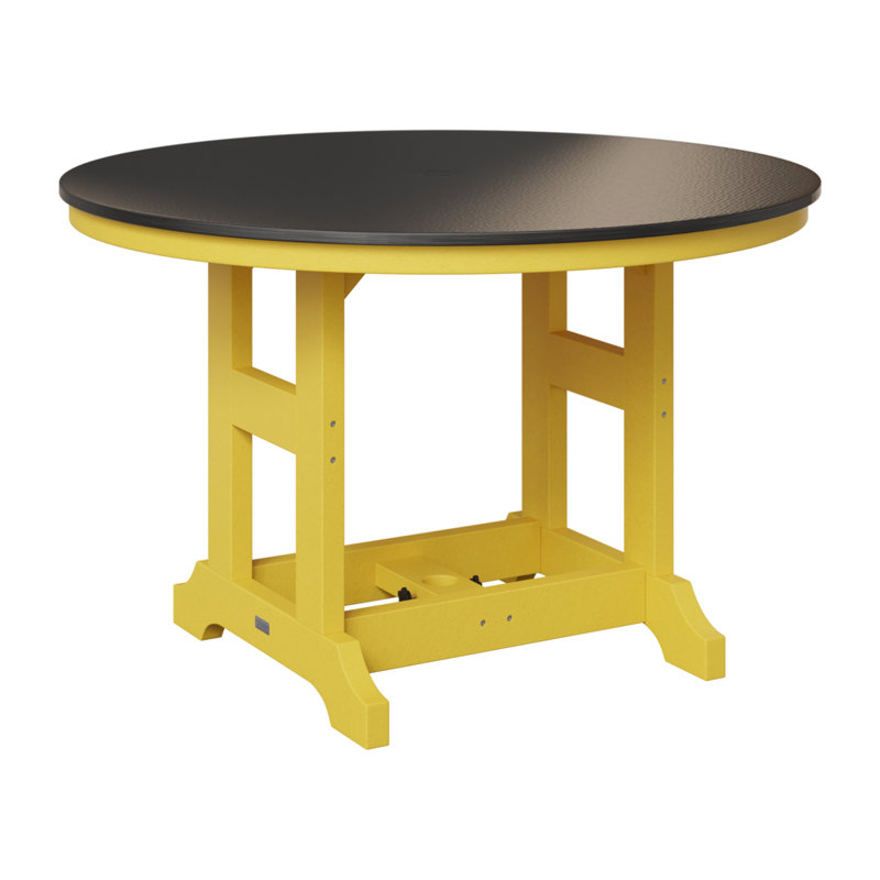 Table de bar ronde Berlin Garden, Jaune soleil levant, H 39,5 po x l 48 po x P 48 po, Noir martelé