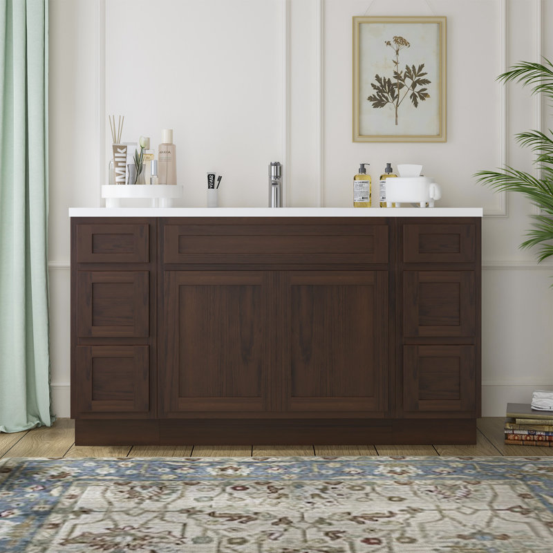 57'' Single Bathroom Vanity Base Only, Brown