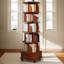 Bibliothèque noyer brun avec roulettes - rotation à 360 °, conception réfléchie, chambre à coucher, salon, bureau d'étude, vendredi noir, rotation à 6 niveaux, brun et économie d'espace,