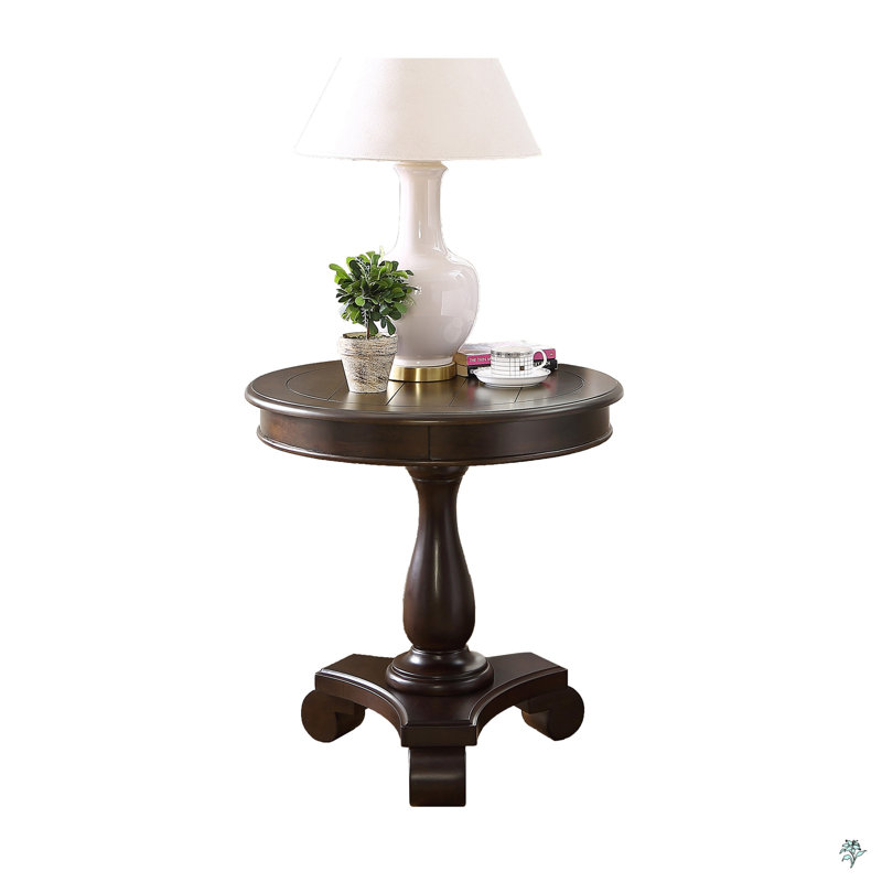 Table d'appoint ronde à piédestal en bois, Espresso