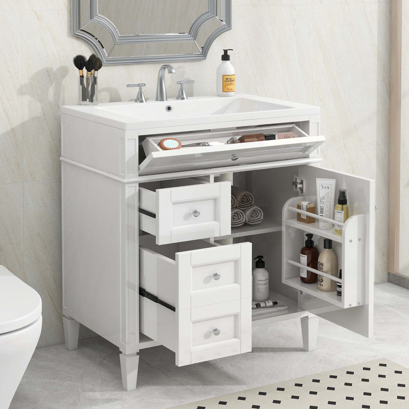 Meuble-lavabo simple 30 po avec plateau en bois manufacturé Dayari, L 36 po x L 84 po