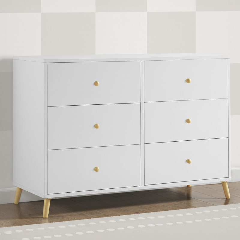 Bianca White and Natural 6-Drawer Nursery Dresser