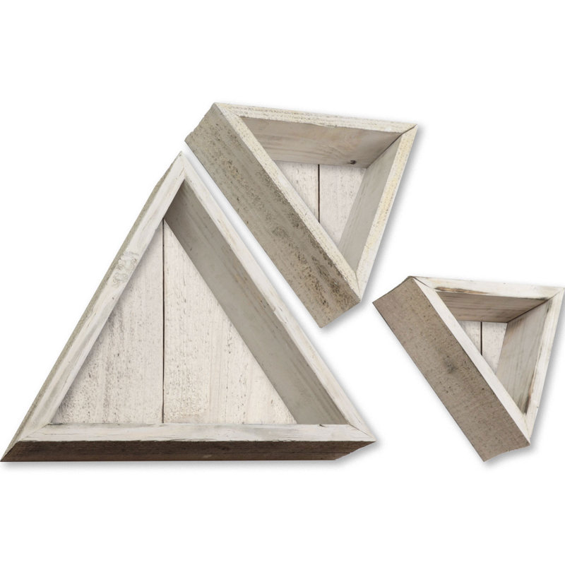 Triangle Accent Shelf with Adjustable Shelves, Chalk Dust White