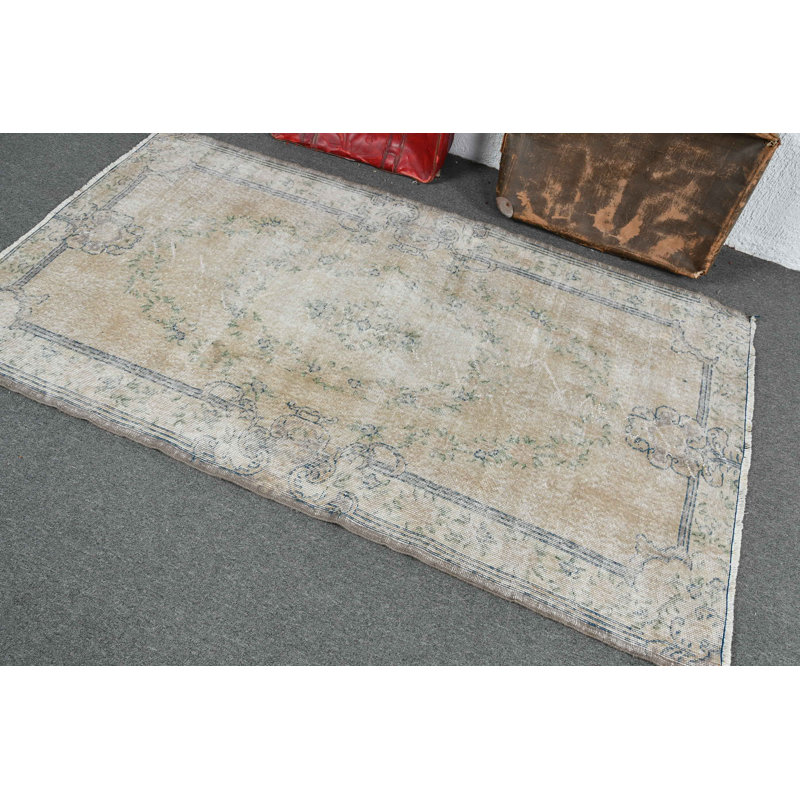 Tapis turc rétro parfait pour la chambre à coucher avec de beaux motifs anatoliens en bronze et un style bohème