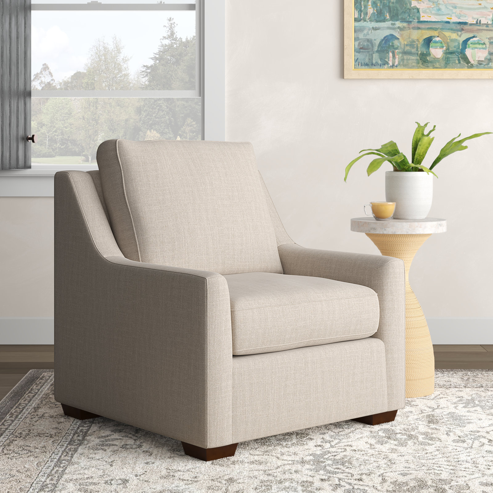Gemi Upholstered Armchair, Conversation Ivory
