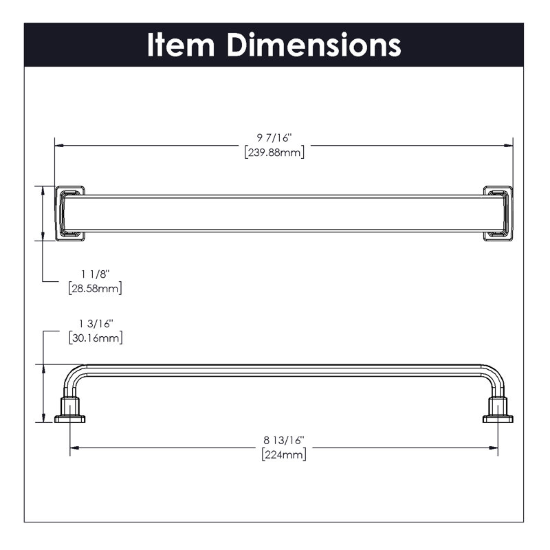 8 13/16" Center to Center Bar/Handle pull, Brushed Golden Brass
