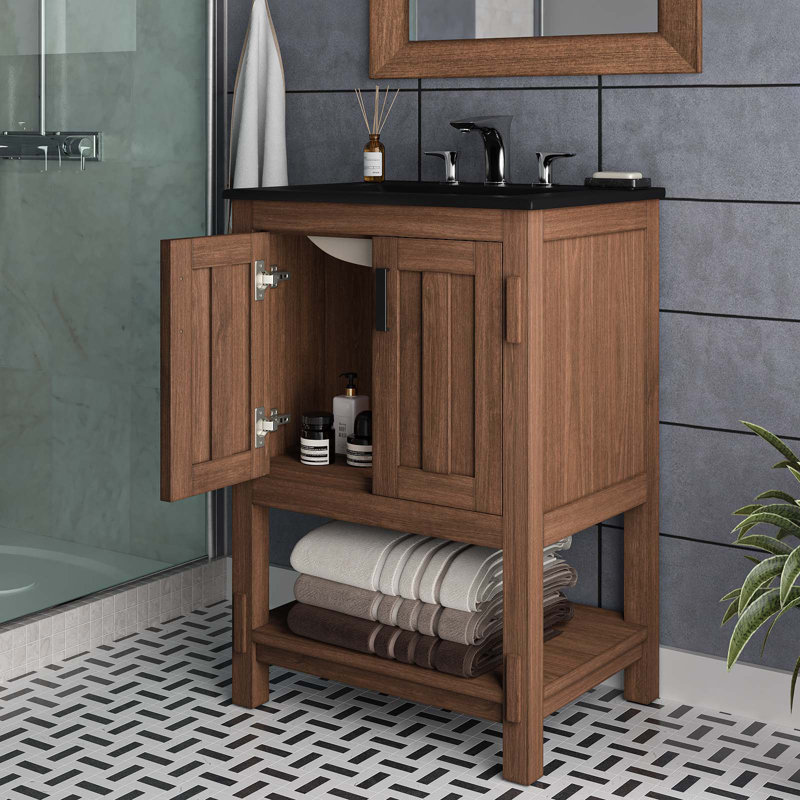 Ashlyn 24" Walnut Wood Bathroom Vanity Cabinet