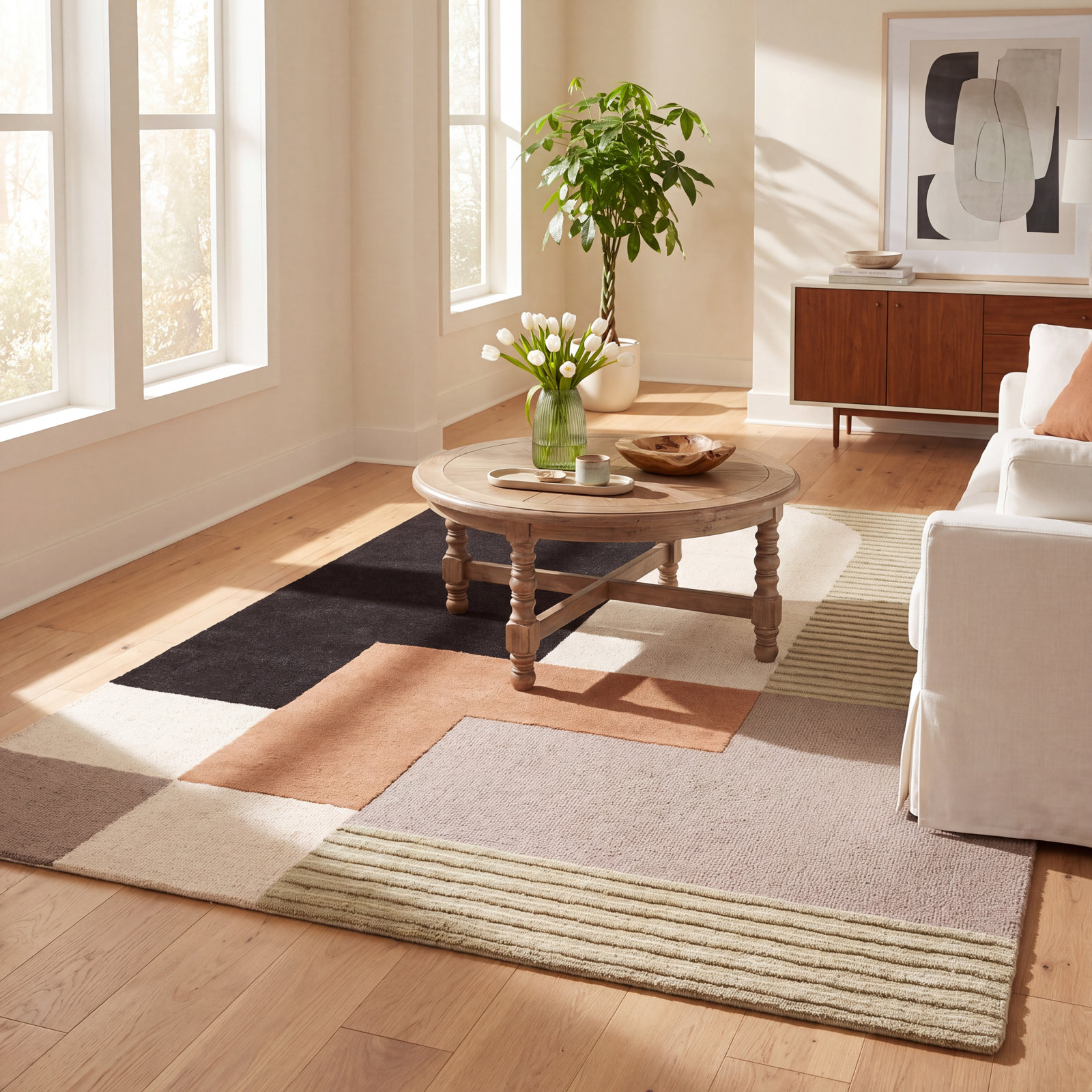 Mora Hand-Tufted Geometric Rug, Rectangle 5' x 7'6"