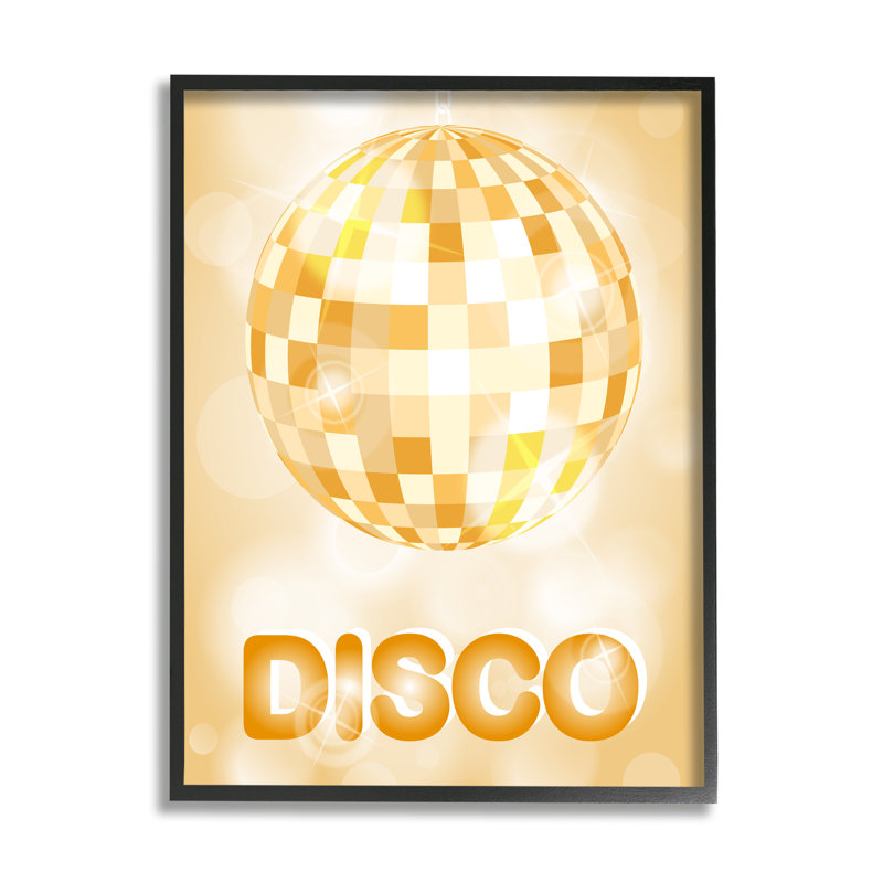 «Retro Glam Disco Ball» encadré sur bois par Martina Pavlova, impression, L 14 po x H 11 po, Giclée encadrée noir minuit