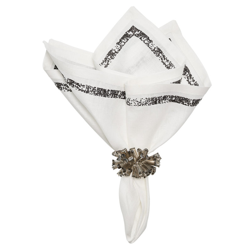 Impression Napkin, White/Gunmetal