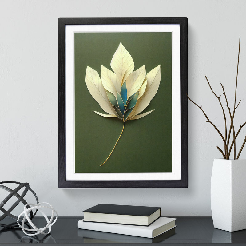 Lovable Leaf - Single Picture Frame Print, 64cm H x 46cm W x 2cm D, Black