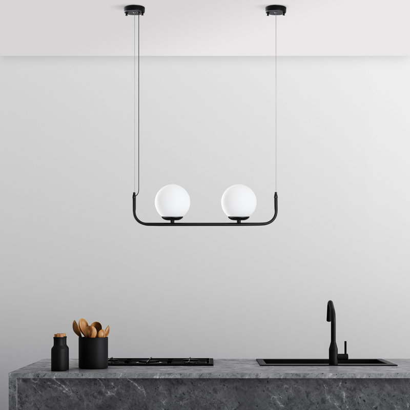 Elegant Black Metal Chandelier, Adjustable Height 20 - 43.3 inches | 2 Adjustable Canopy Plates (5.9 inches) | Socket Type: 2 x E14 Max 40W | Perfect for Living Room, Dining Room & Entryway Lighting | Stylish & Modern Design