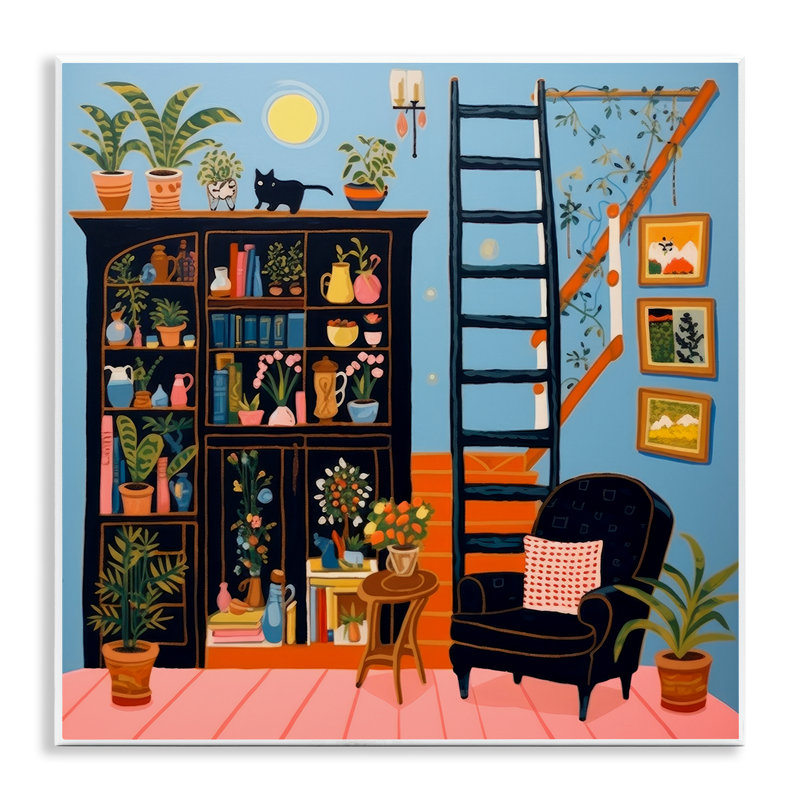 Eclectic Fun Bookshelf Wall Plaque Art by Lazar Studio