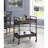 Rectangular Walnut & Black Finish Serving Cart With 2 Tier Shelf Composition And Colored Appearance Construction Cup Holder Metal Frame