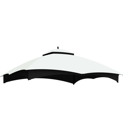 10X12 Gazebo Replacement Canopy, , Protected, Water-Repellent, Fade , With Air Vent And Drainage Holes, White Canopy Top 2 Drain