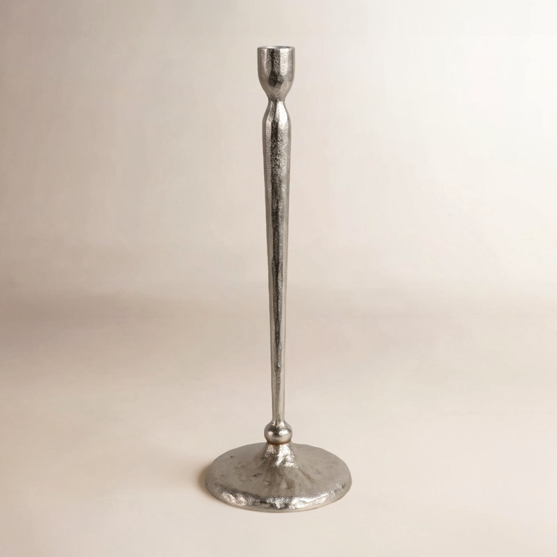 Modern Aluminum Taper Candle Holder - Sleek Decorative Metal Pillar Stand for Stylish Home Decor., 15" H x 5" W x 5" D