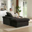 Canapé 51,77 pouces avec siège à compression simple et confort moderne avec repose-pieds unique, chaise longue pour salon, chambre à coucher, appartement, bureau, noir