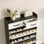1250 Black Colour Shoe Cabinet With 3 Doors 2 Drawers,PVC Door With Shape ,Large Space For Storage-2004993870