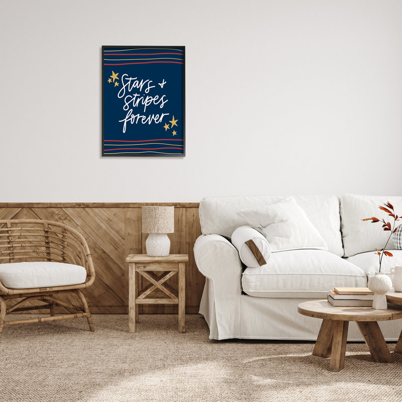 Étoiles à rayures pour toujours Americana, Giclée encadrée noir minuit, H 30 po x l 24 po x P 1,5 po