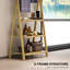 HOMCOM Folding Bathroom Storage Shelves 3-Tier with Towel Bars Natural