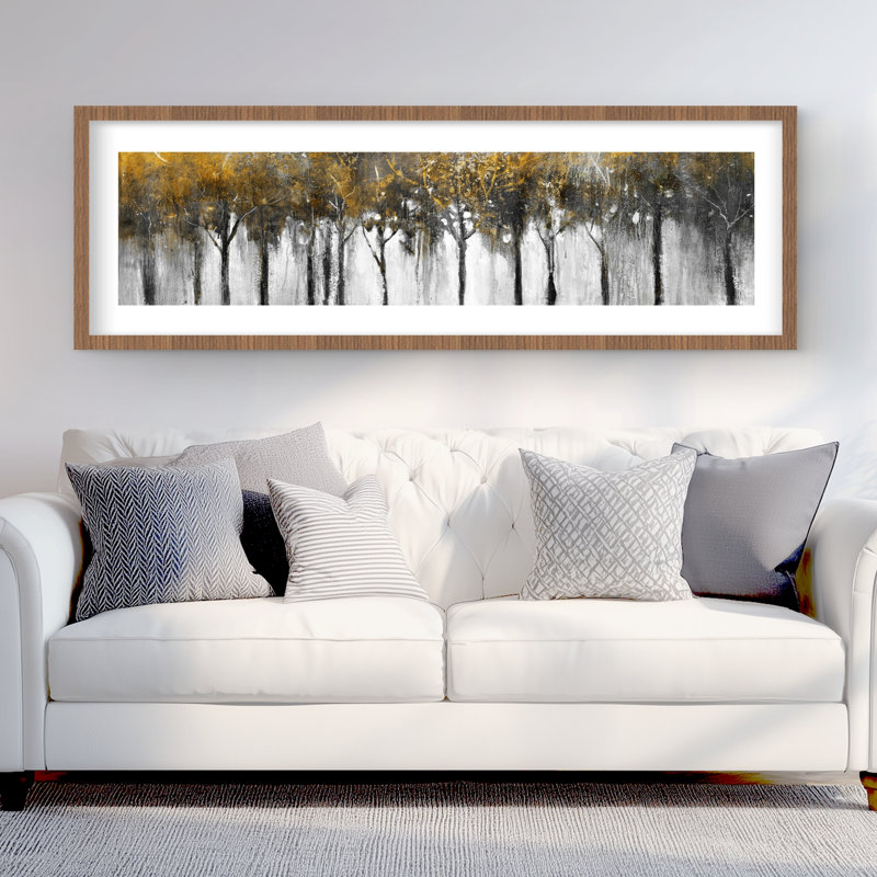 Abstrait forêt jaune - reproduction encadrée avec passe-partout pour la décoration intérieure