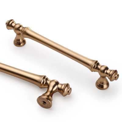 Paquet de 10 poignées d'armoire de cuisine en bronze champagne de 5 pouces (128 mm), poignées d'armoire en laiton brossé, quincaillerie d'armoire de cuisine pour poignées de tiroir dorées