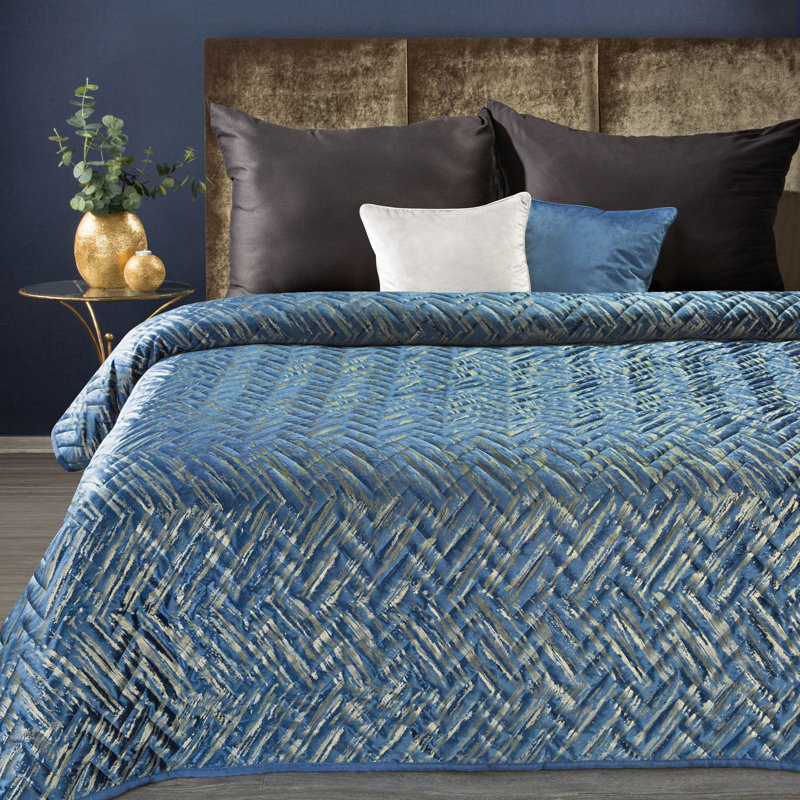 Gasha Polyester Geometric Shapes Bedspread, W170 x L210cm, Dark Grey