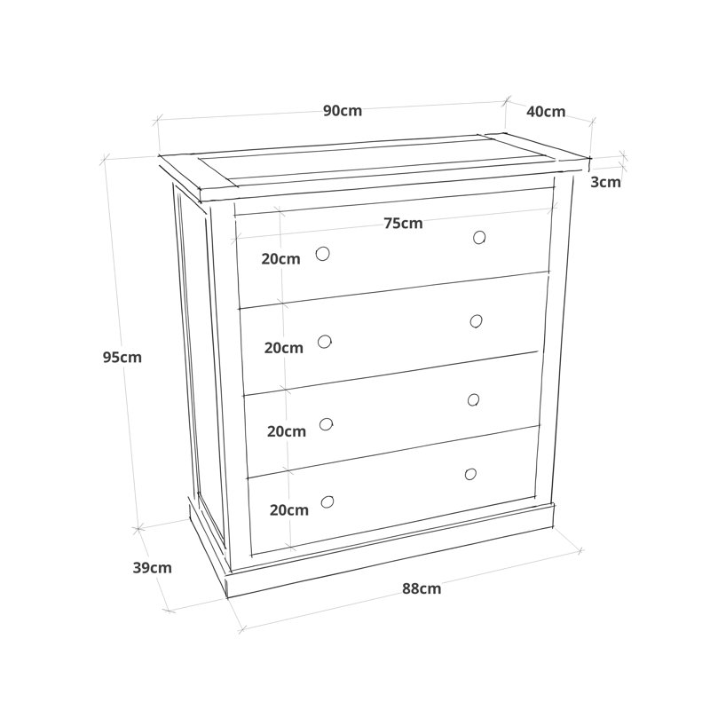 Humberto 90cm W 4 - Drawer Chest of Drawers, Grey/Wood, Chrome
