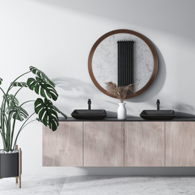 Ensemble de vasque de salle de bain rectangulaire en verre fait à la main