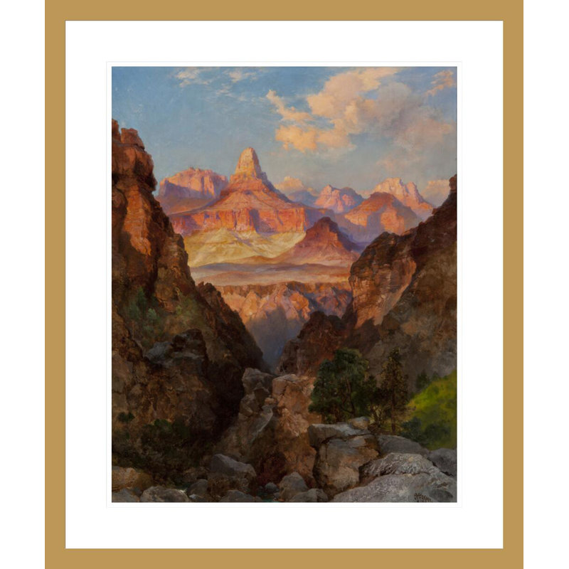 «Zoroaster Temple at Sunset» par Thomas Moran - Reproduction giclée encadrée, H 27,93 po x l 23,5 po