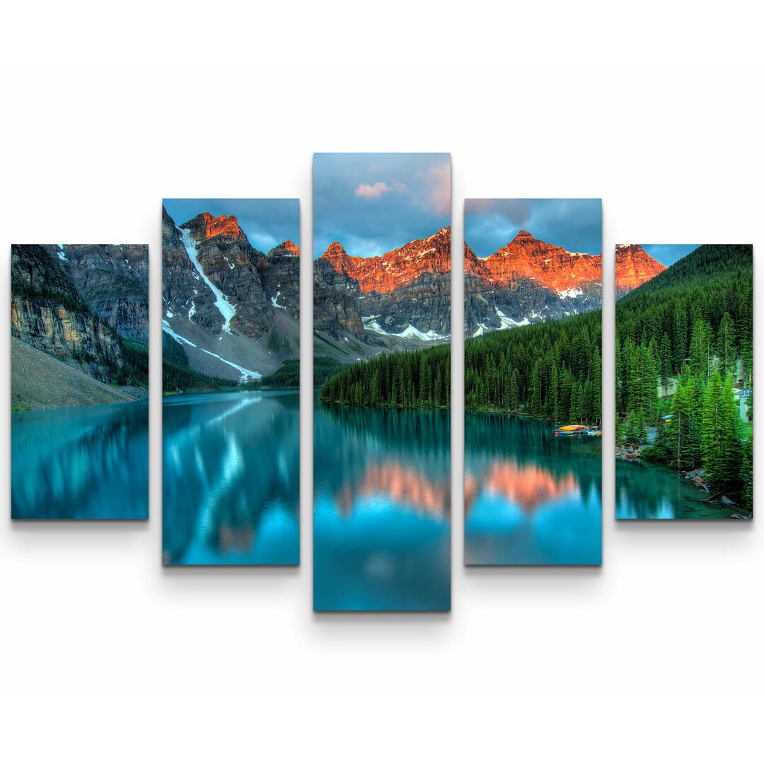 5-tlg. Leinwandbilder-Set Moraine See im Banff-Nationalpark - Kanada