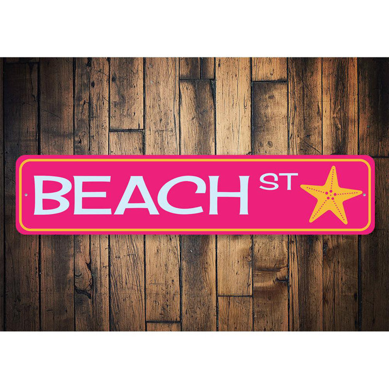 Plaque en aluminium sur mesure Beach Street, H 6 po x l 24 po x P 0,063 po
