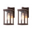 Applique murale d'extérieur 1 lumière H 11,1 po Olar, structure en métal rectangulaire bronze huilé avec abat-jour en verre transparent, imperméable-2026505894-2038653479-2077042451