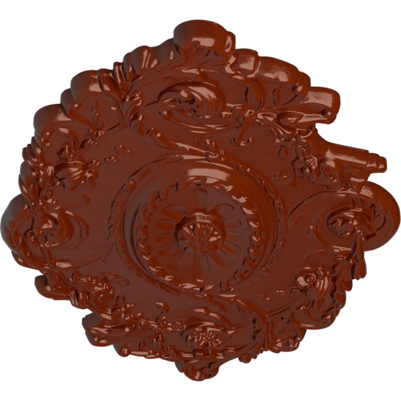 Endurathane Strasbourg Ceiling Medallion, 30 1/2"W x 20"H x 1 1/2"P, Hand-Painted Firebrick Finish, Firebrick