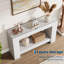  Console Farmhouse pour vestibule - Canapé étroit à 2 niveaux en bois avec tablette de rangement - Table d'entrée longue pour le salon ou l'entrée - Blanc antique, 1,2 mètres-347655554