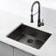 Évier de cuisine 32 po x 19 po en acier inoxydable, noir acier, bol simple et acier fonctionnel 32 po x 19 po, encastré, teinté, polyvalent