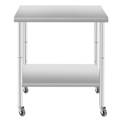 34-inch High 30''x24'' Stainless Steel Work Table With Under Shelf And Wheels For Restaurant Home Kitchen Food Service 24-inch Wide 30-inch Deep Wheels, 34 Inches Commercial Preparation