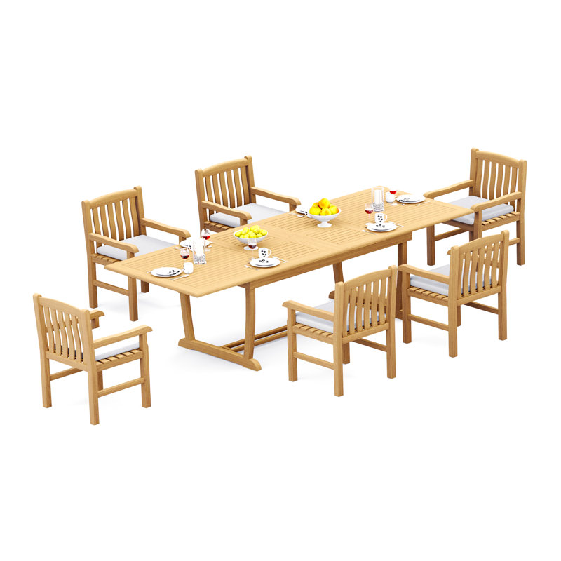 Devon 6 - Person Teak Wood Patio Dining Set with