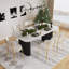 Ensemble de salle à manger rectangulaire à double piédestal avec table de salle à manger de style crème-299976013-301154028-299976010