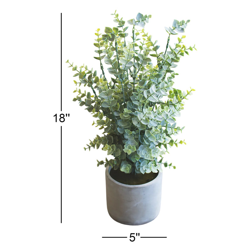  Artificial Boxwood in a Cement Pot 18" H Decorative Faux Green Plant