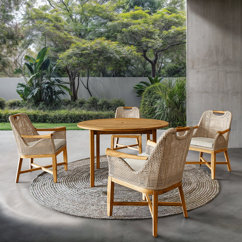 Sydney 4-Person Teak Patio Dining Sets with Cushion